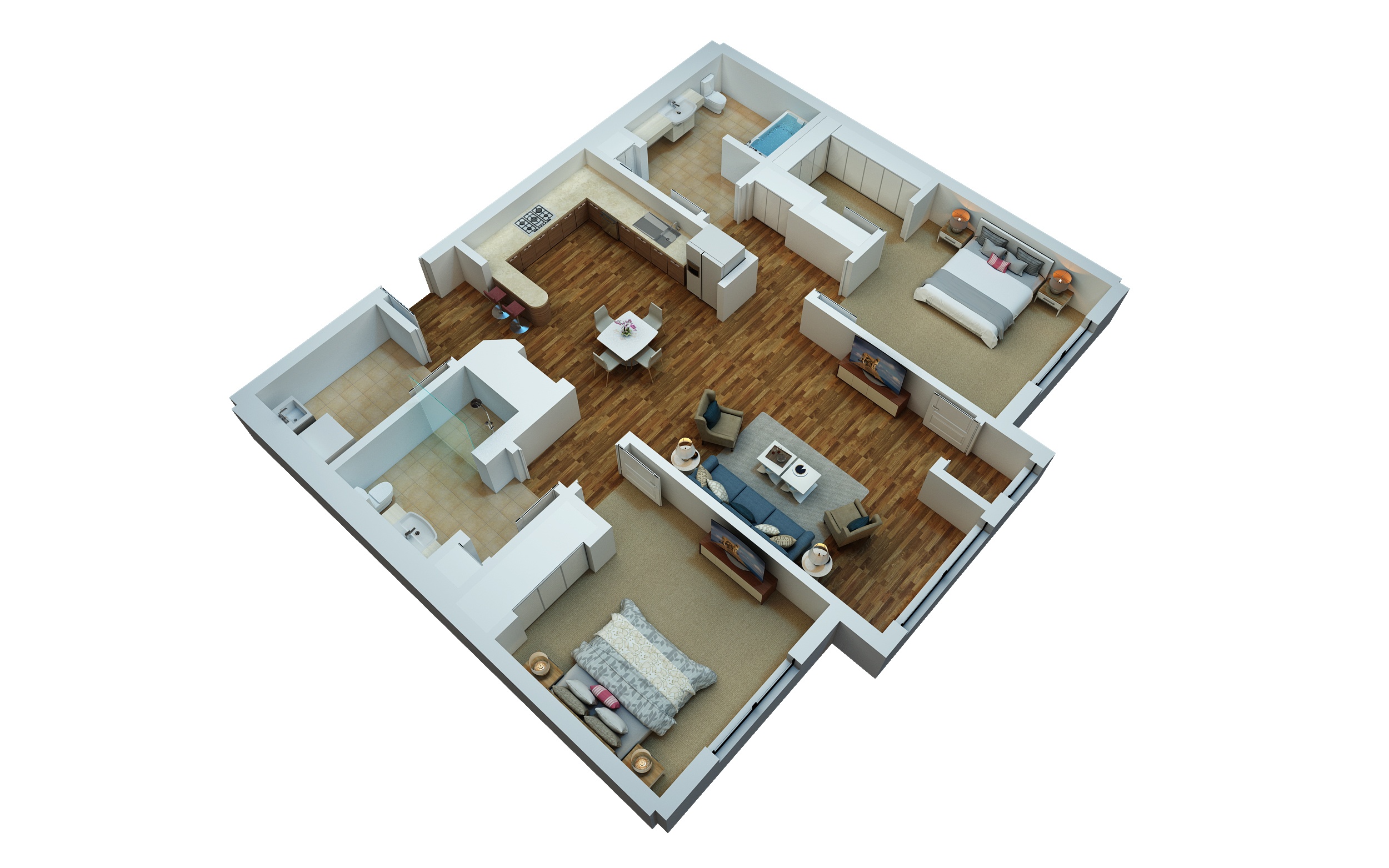 Floor plan for 2 beds, 2 baths, 920 sqft